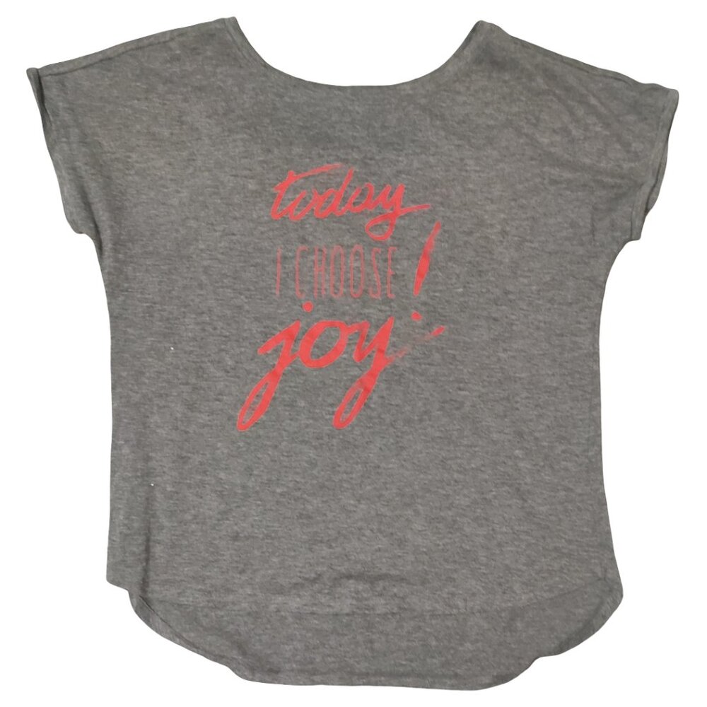 Jasmine & Ginger Today I Choose Joy! Gray with Red Words T-Shirt Junior's Large